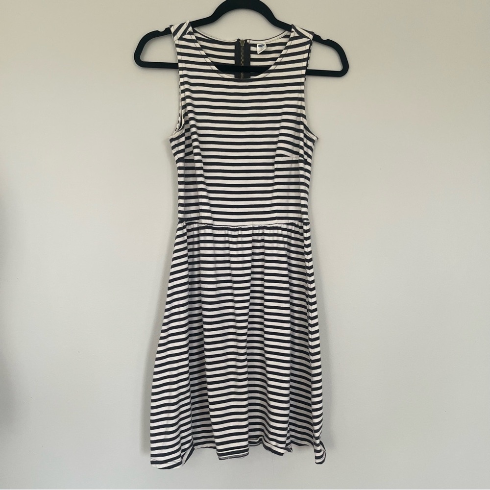 Striped Navy and White Sleeveless Dress